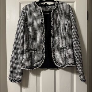 White House Black Market Black and White Tweed Jacket